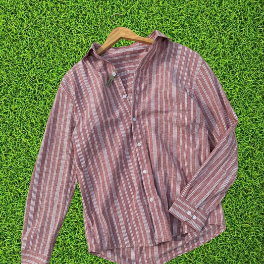 Stripe Full Sleeve Shirt - Mauve Pink
